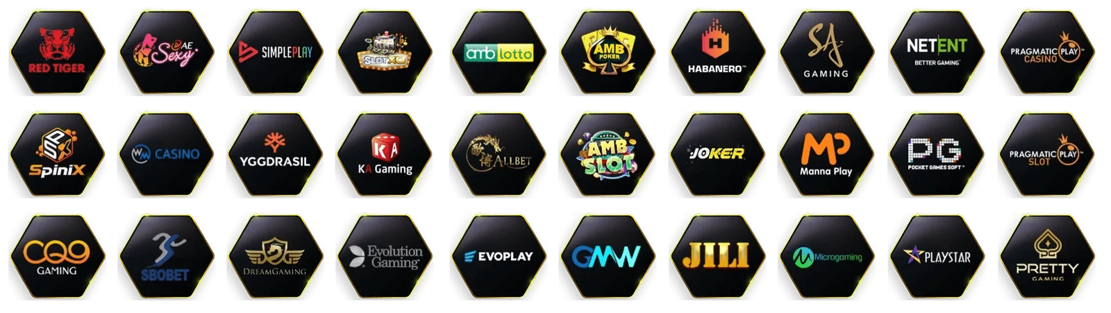 RED TIGER, AE Sexy, SIMPLEPLAY, SLOTXO, amb lotto, AMB POKER, HABANERO, SA GAMING, NETENT, PRAGMATIC PLAY CASINO,SpiniX, WM CASINO, YGGDRASIL, KA Gaming, ALLBET, AMB SLOT, JOKER, Manna Play, PG POCKET GAMES SOFT, PRAGMATIC PLAY SLOT,CQ9 GAMING, SBOBET, DreamGaming, Evolution Gaming, EVOPLAY, GMW, JILI, Microgaming, PLAYSTAR, PRETTY GAMING